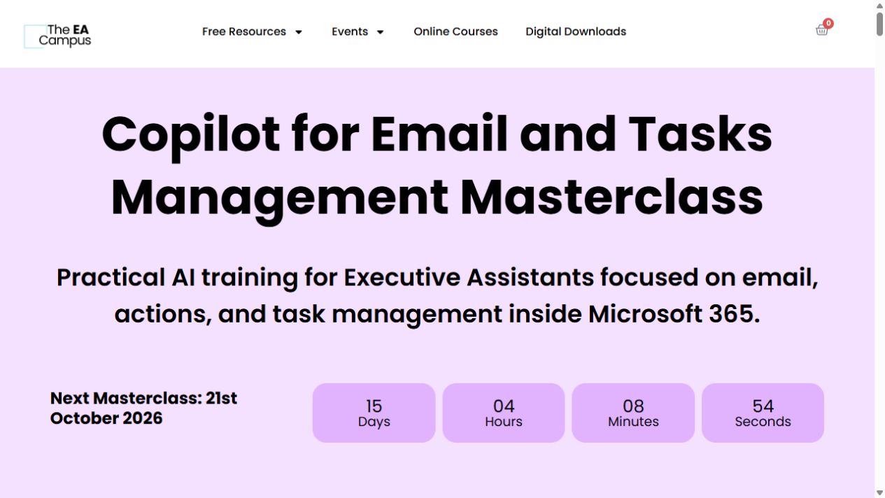Course page preview: Copilot for Email and Tasks Management Masterclass